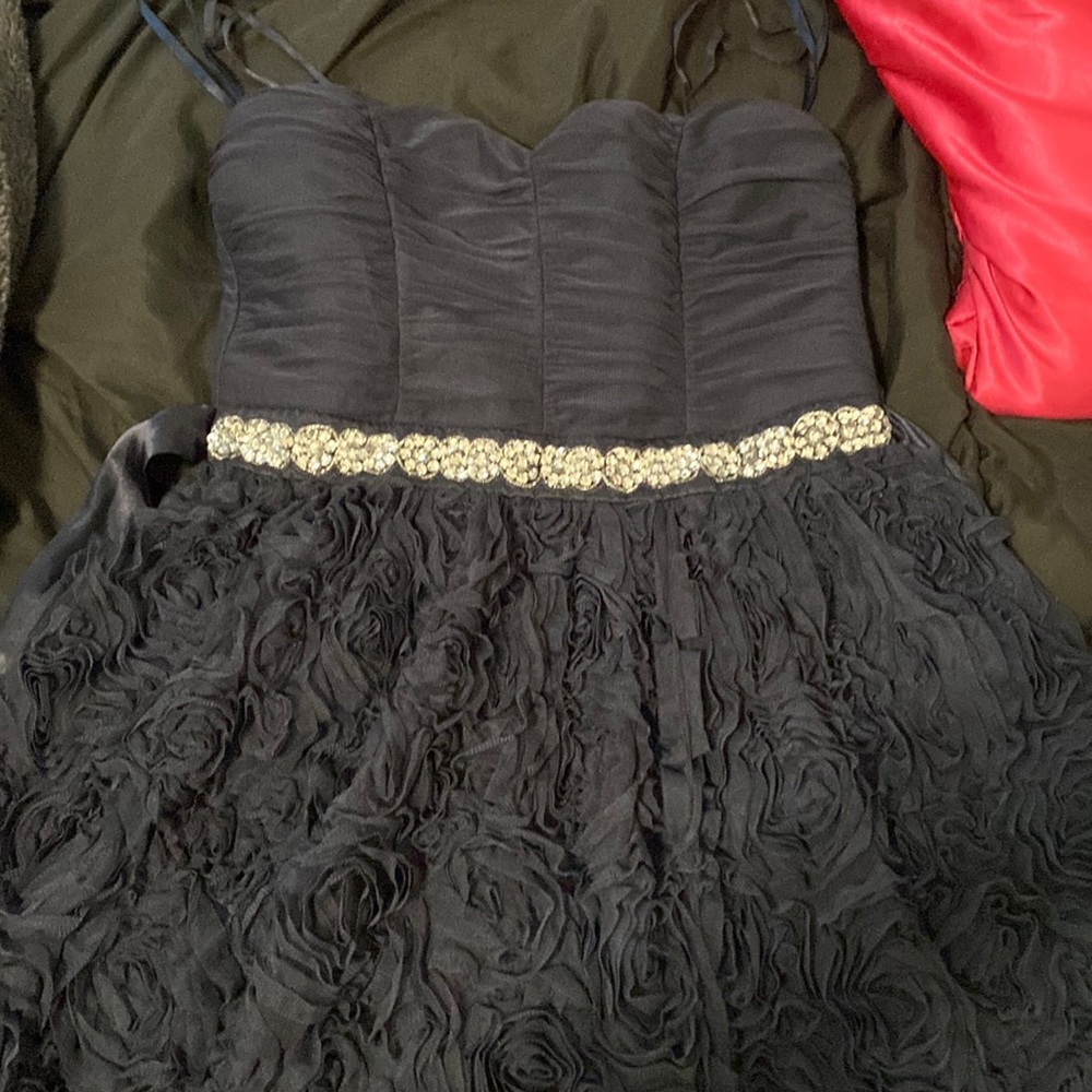 Blue rose short prom dress